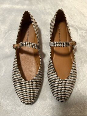 Lucky Brand Houndstooth Strap Flats - Black & Cream